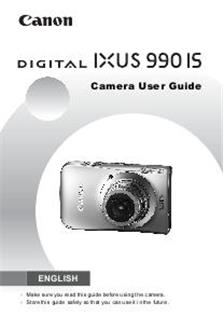 Canon Digital Ixus 990 IS manual. Camera Instructions.